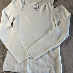 INC International Concepts Ivory Women’s Long Sleeve Tee w/ Cold Shoulder